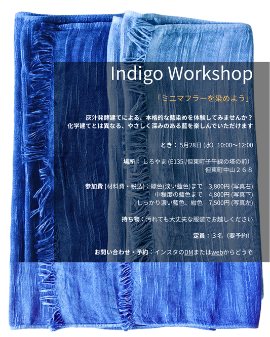 Indigo Workshop 5月28日（水曜日）10:00 - 12:00